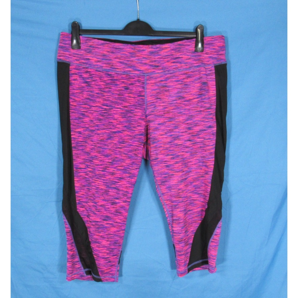 IDEOLOGY Purple/Pink SPACE DYED Athletic SHEER MESH ANKLE Cropped LEGGINGS Sz 3X